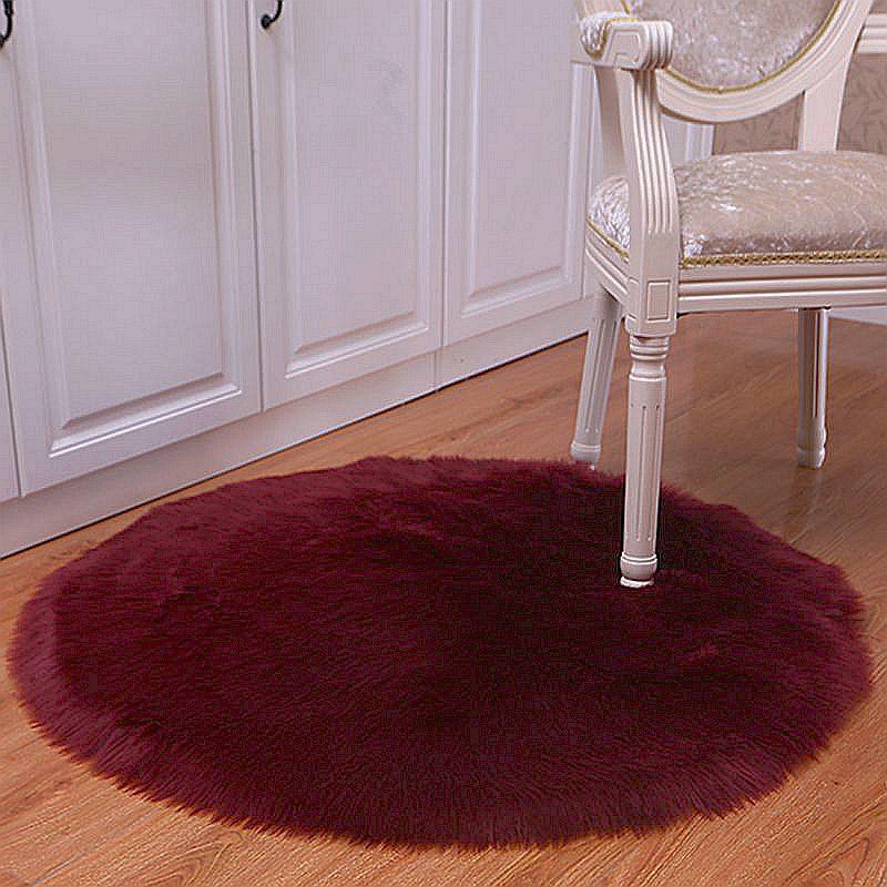 2026 Modern Plush Round Rug: Fluffy Imitation Wool Cushion for Bedroom, Bay Window, Living Room Chair, or Sofa.