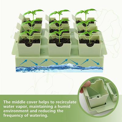 Seeds Starter Tray with 9 Deep Cells Reusable Germination Kit Seedlings Tray with Transplanting Handles for Indoor Outdoor Greenhouse Gardening