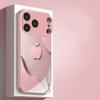 Funda de Cristal Metálico Rosa Claro de Lujo con Patrón de Manzana para iPhone 17 16 15 14 13 12 11 Pro Max Plus 17Air 16E