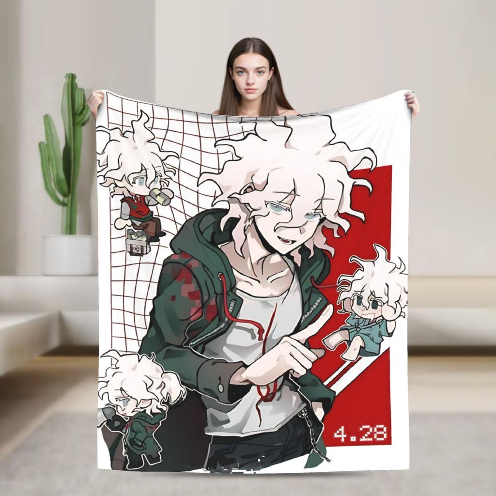 Warm BlanketKids Adult Travel Nagito Komaeda  Throw Blanket  Flannel Bedspread For Home Decor Funny Sofa Bed Cover