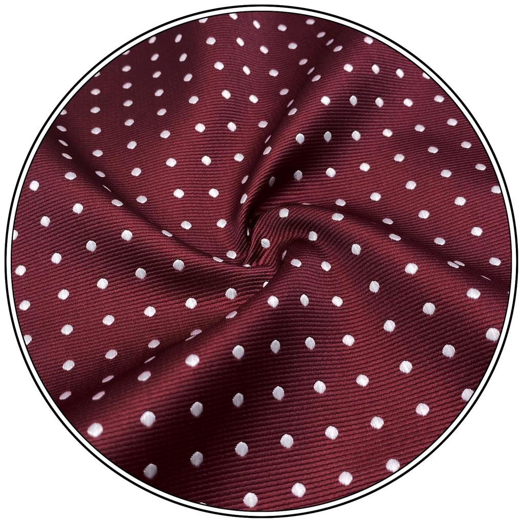 SHLAX&WING Red Polka Dot Maroon Wedding Tie for Men, Fashion, 147cm