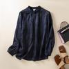 Women's Artistic Jacquard Long-Sleeve Shirt - Retro Cotton Linen 2026 Spring Collection