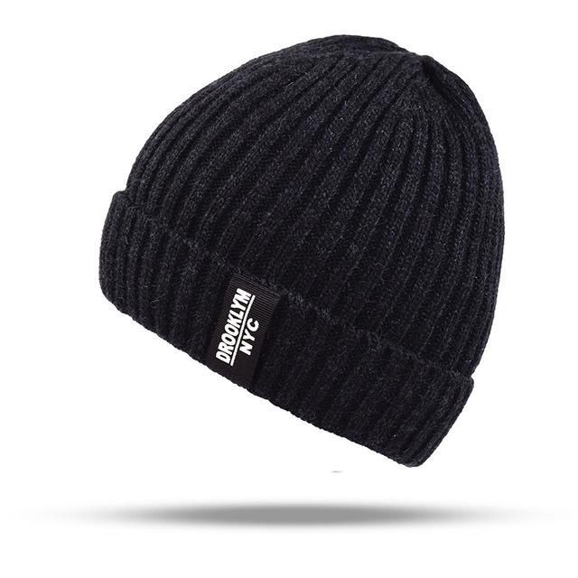 

2018 New Winter Hat Real Solid Adult Man And Woman Fashion Warm Cashmere Knitted Hat Europe Style Winter Skullies&Beanies Cap Black #1