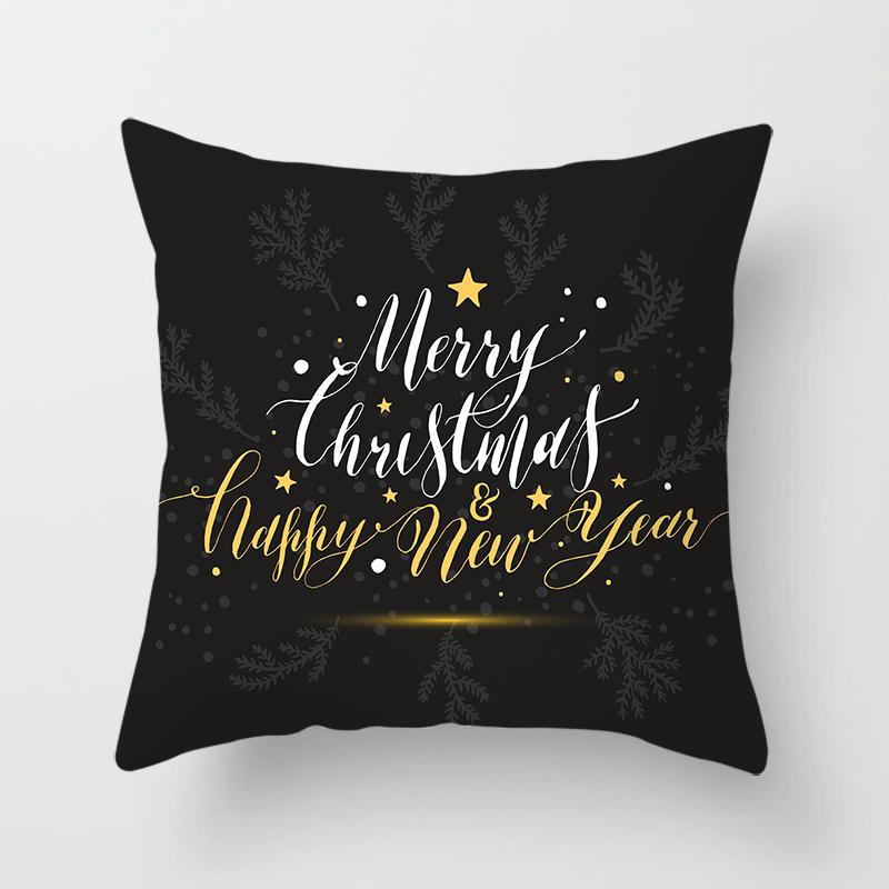 Creative Black and White Christmas Theme Pillowcase Holiday Gift Sofa Decoration Cushion Cover