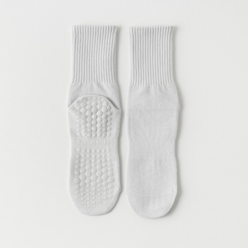 

Летние носки для йоги детские полностью хлопковые носки длиной до середины икры силиконовые нескользящие профессиональные для фитнеса пилатеса из чистого хлопка дезодорирующие бесшовные носки Light gray