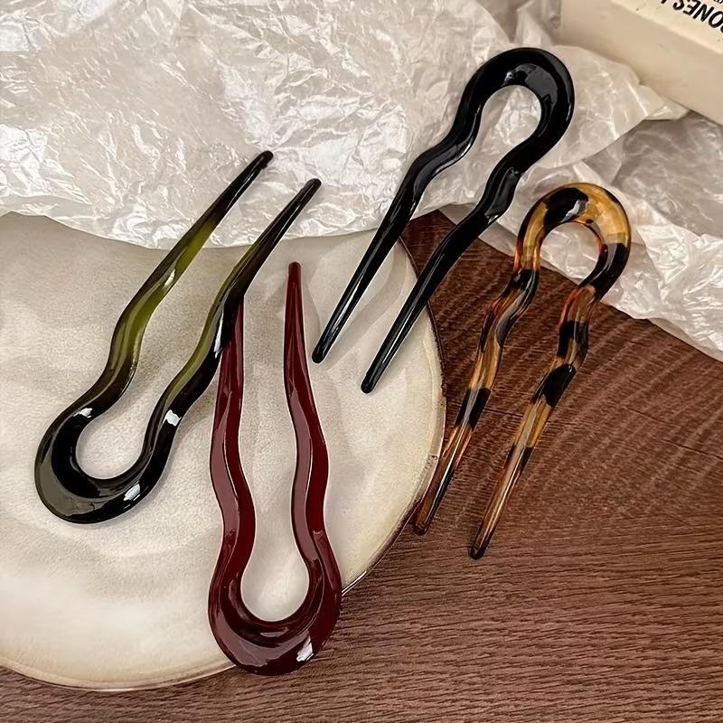 1Pc acrylic U-shaped hairpin, women's back head disc hairpin, simple hairpin, women's hair accessories