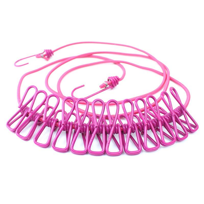 Portable Clothesline With Clips Windproof Non-slip Retractable Laundry Clothes Line For Travel