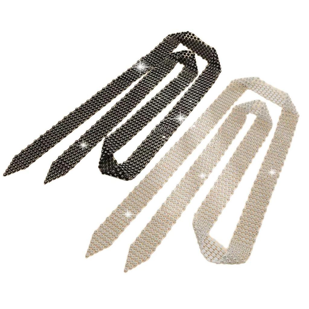 European & American Rhinestone Mesh Tie - Trendy Nightclub Accessory with Sequins, 130cm