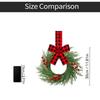 Christmas Kitchen Cabinet Wreaths With Plaid Bow Ribbon Hanging Cabinet Doors Wreaths Decorative For Kitchen Window Outdoor Indoor Holiday Decor