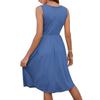 Women's Fashion Casual Solid Color Sleeveless V-Neck Buttoned Dress With Pockets