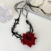 Gothic Dark Rose Thorn Choker Neck Collar Women Halloween Party Photoshoot Retro Dark Style Dress Matching Neck Jewelry for Her