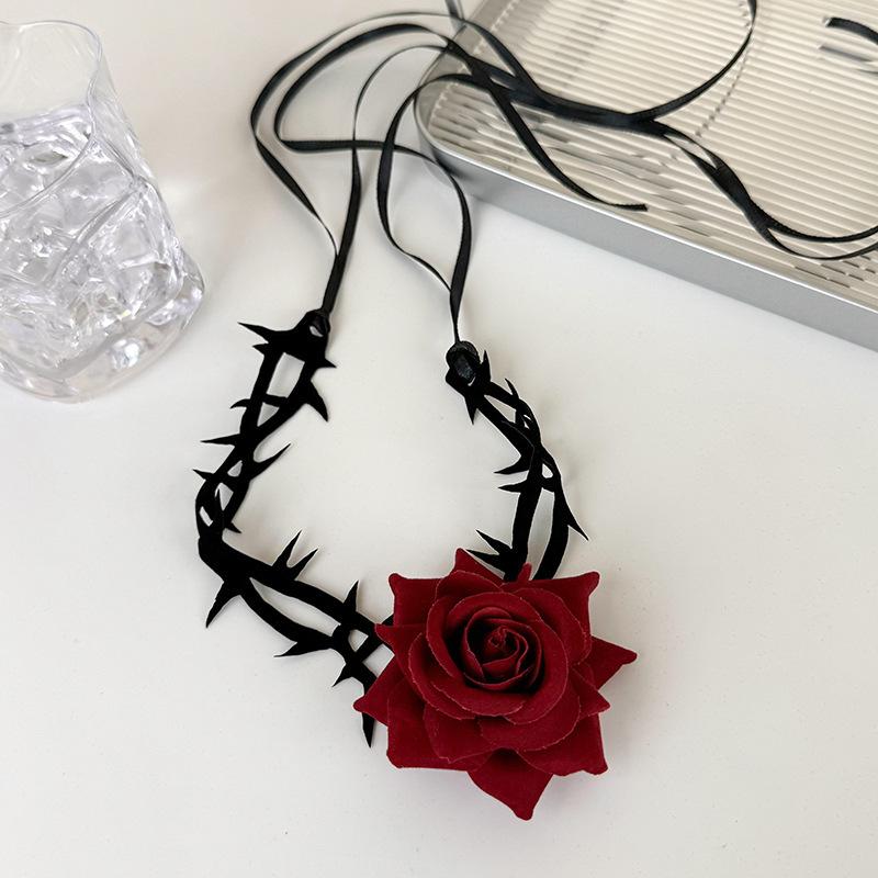 Gothic Dark Rose Thorn Choker Neck Collar Women Halloween Party Photoshoot Retro Dark Style Dress Matching Neck Jewelry for Her