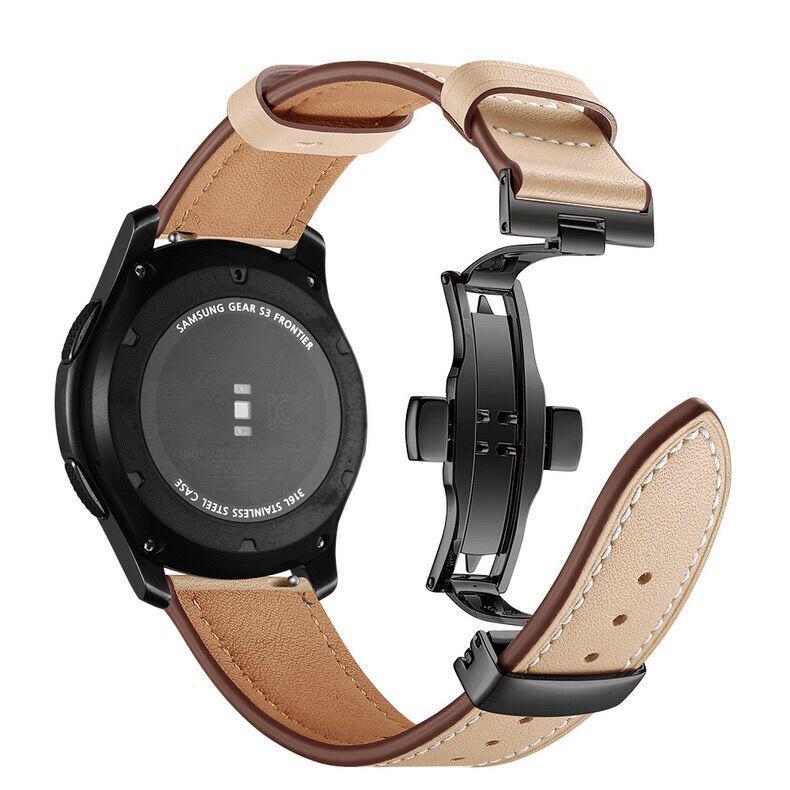 Echtes Leder Armband mit Schmetterlingsverschluss für Samsung/Huawei Uhr - Universell 20mm/22mm