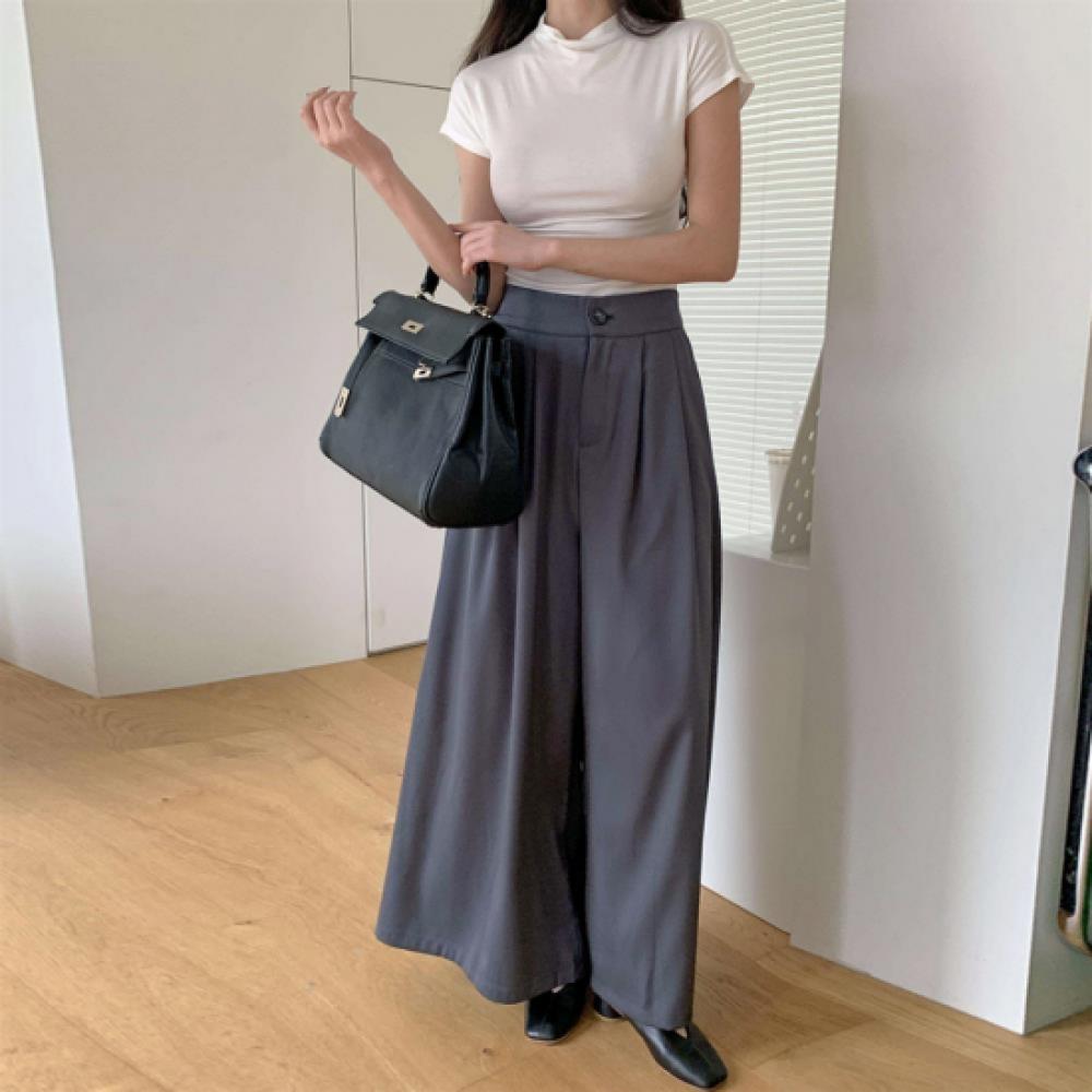 New Arrivals Open Run Women Wide Fit Long Slacks With Back BAnding And Pin Tuck