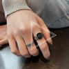 copper plated Ring for Women Girl Gift Blace Stone Crystal Glaze Retro Punk Open Jewellery Dropship High Quality