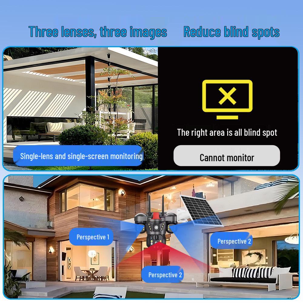 EseeCloud 4G Solar-Powered Triple Lens Security Camera (European Version)