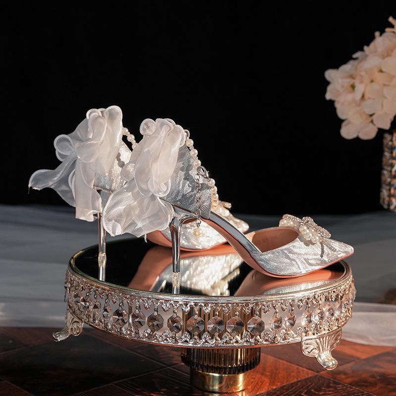 Elegant French Stiletto Heels: Baotou Shallow Mouth Bridal and Bridesmaid Shoes