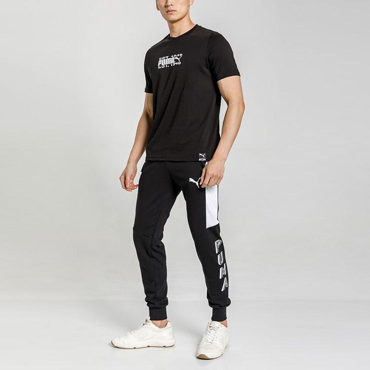 Puma Global Theme Print Crew Neck T-Shirt Men Tops Black 532274-01