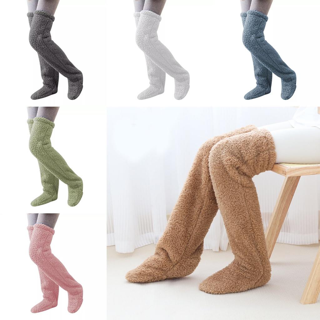 High Sock Knee Slipper Plush Cozy Fuzzy Socks Women Warm Soft Fluffy Thick Gift