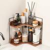 Holz 2-stöckiger Eck-Arbeitsplatten-Organizer für Badezimmer Make-up Hautpflege Aufbewahrung Küchen platzsparende Regal-Lösung
