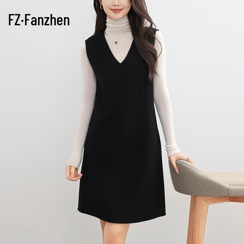 

Женское миди-платье Fanzhen из 100% шерсти с V-образным вырезом XL