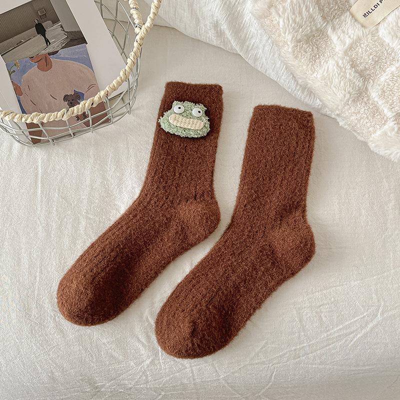 Women's Autumn and Winter Fleece Thickened Warm Fleece Plush Doll Sleep Versatile Pile Socks