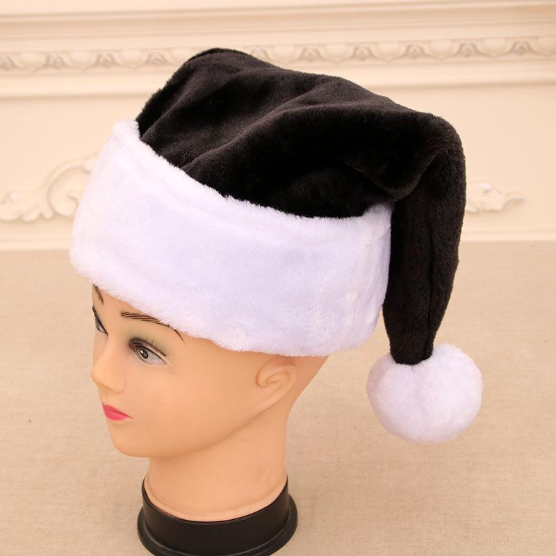 Deluxe Black Plush Santa Hat - Adult Christmas Decoration