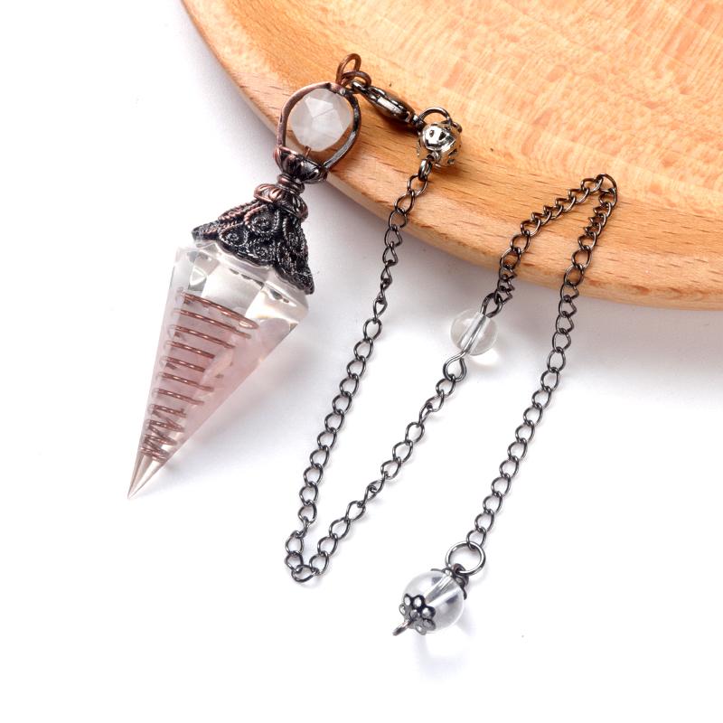 Natural Stone Spirit Pendulum Pendant Latticed Chain Energy Luck Mysterious Reiki Resin For Jewelry Making Accessories Necklaces
