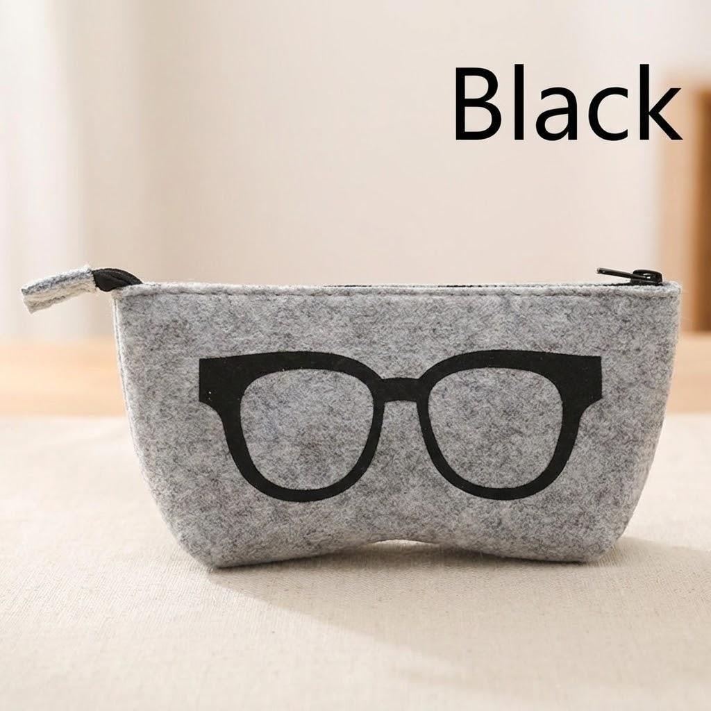 

Portable Sunglasses Case Soft Felt Eyeglasses Pouch Zip Storage Bag for Travel Accessories Men Women чёрный