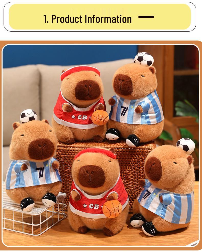 Sporty Capybara Plush Toy - Football & Basketball Variants