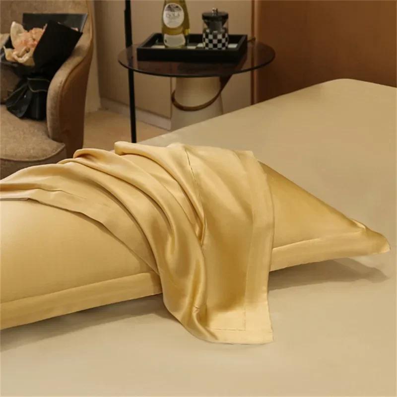 Taie d'oreiller en soie pure 25 Momme Taie d'oreiller 100 % soie de mûrier Beauty Silk Modèle passepoilé de couleur unie