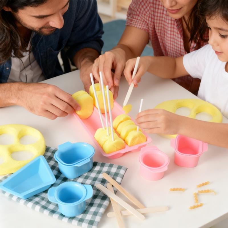 Ensemble de Moules de Cuisson Coupeur et Pousseur de Boules à Gâteau avec Plateau Outil de Cuisine Polyvalent pour la Préparation de Desserts et la Pâtisserie Familiale