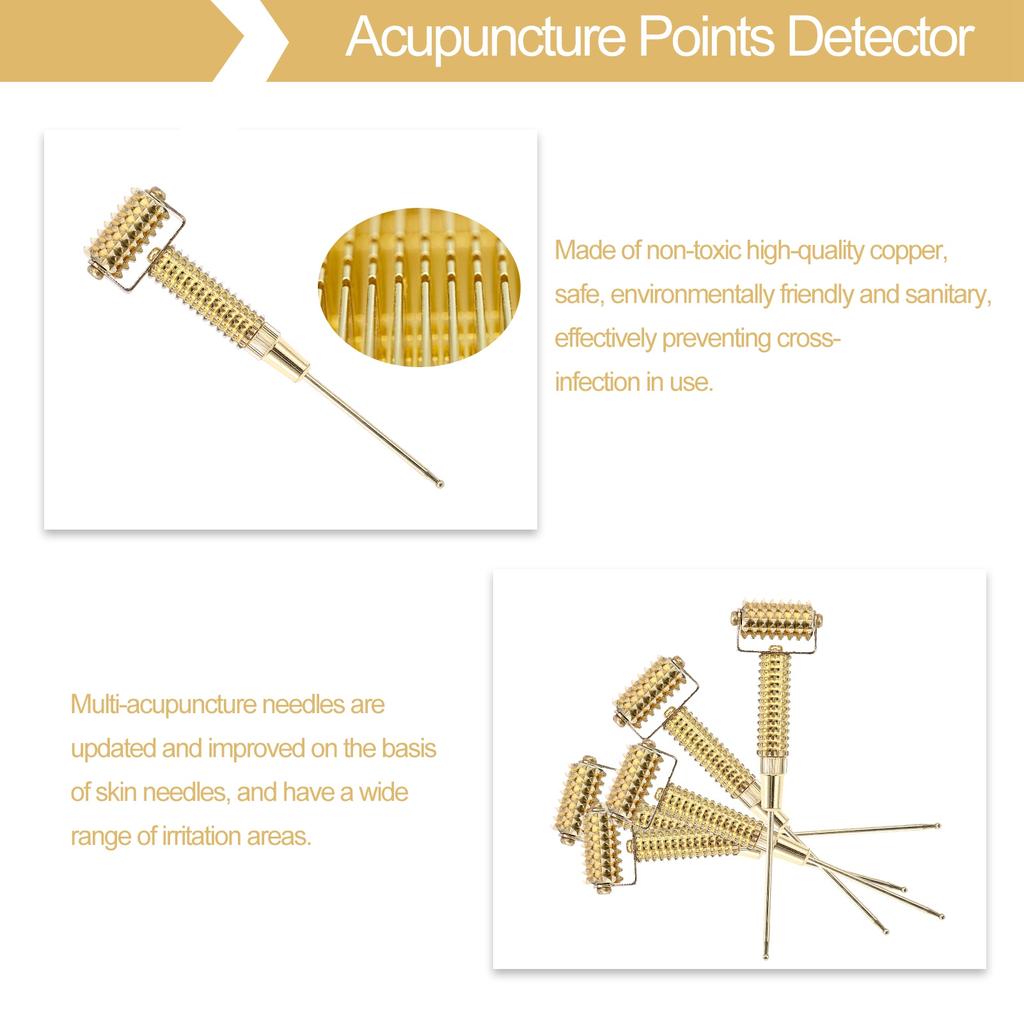Acupuncture Points Detector Probe Facial Ear Acupoints Spring Needle Massage Roller (Gold)