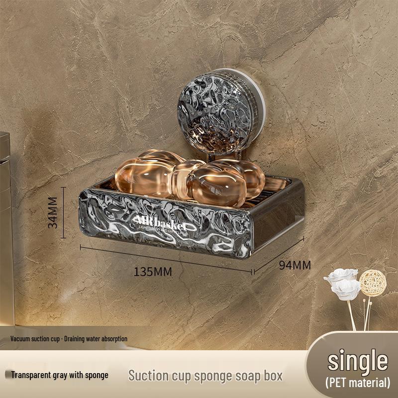 Wall-Mounted Suction Cup Soap Dish for Bathroom Storage