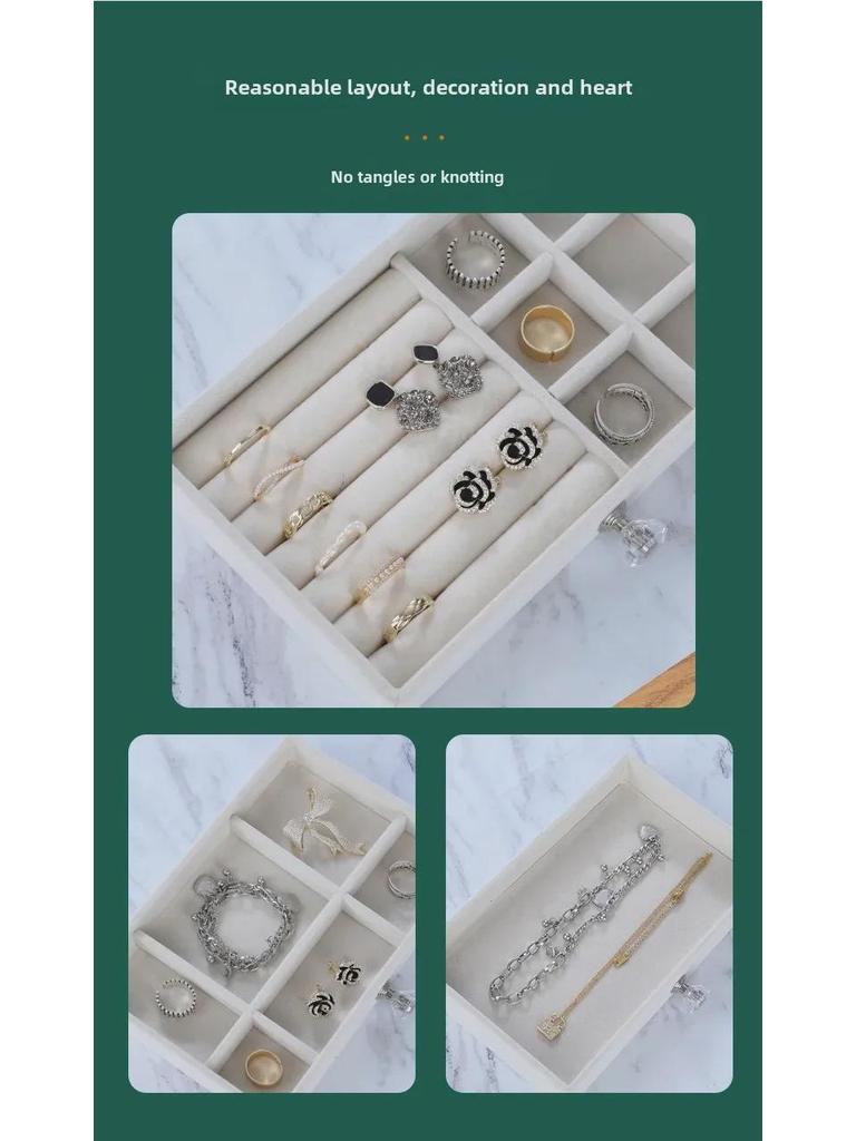 Samt 3-Schicht Acryl Schmuck Organizer Box