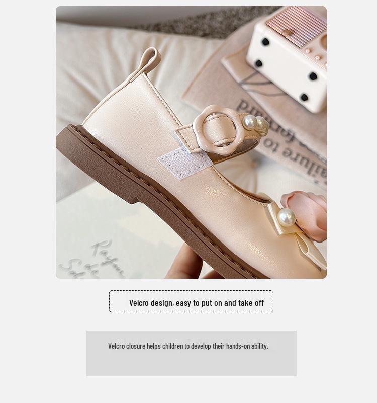 Girls' Round-Toe Floral Leather Shoes, 2026 Spring/Autumn Collection, Versatile Korean Style, Fashionable Princess Shoes for Little Girls