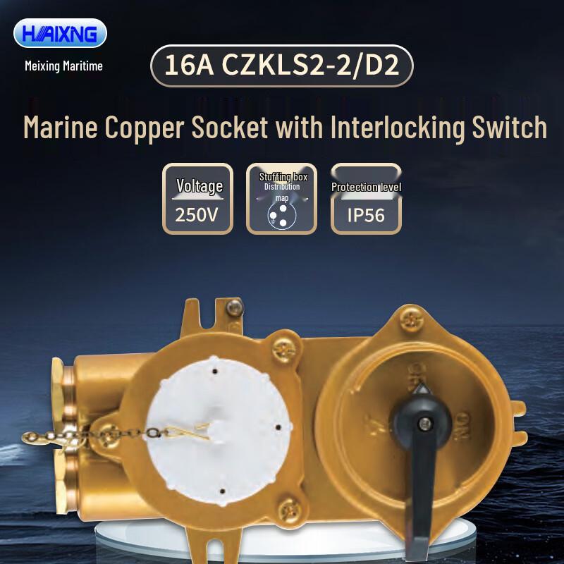 HAIXING Marine Brass Interlock Switch Socket CZKLS2-2/D2