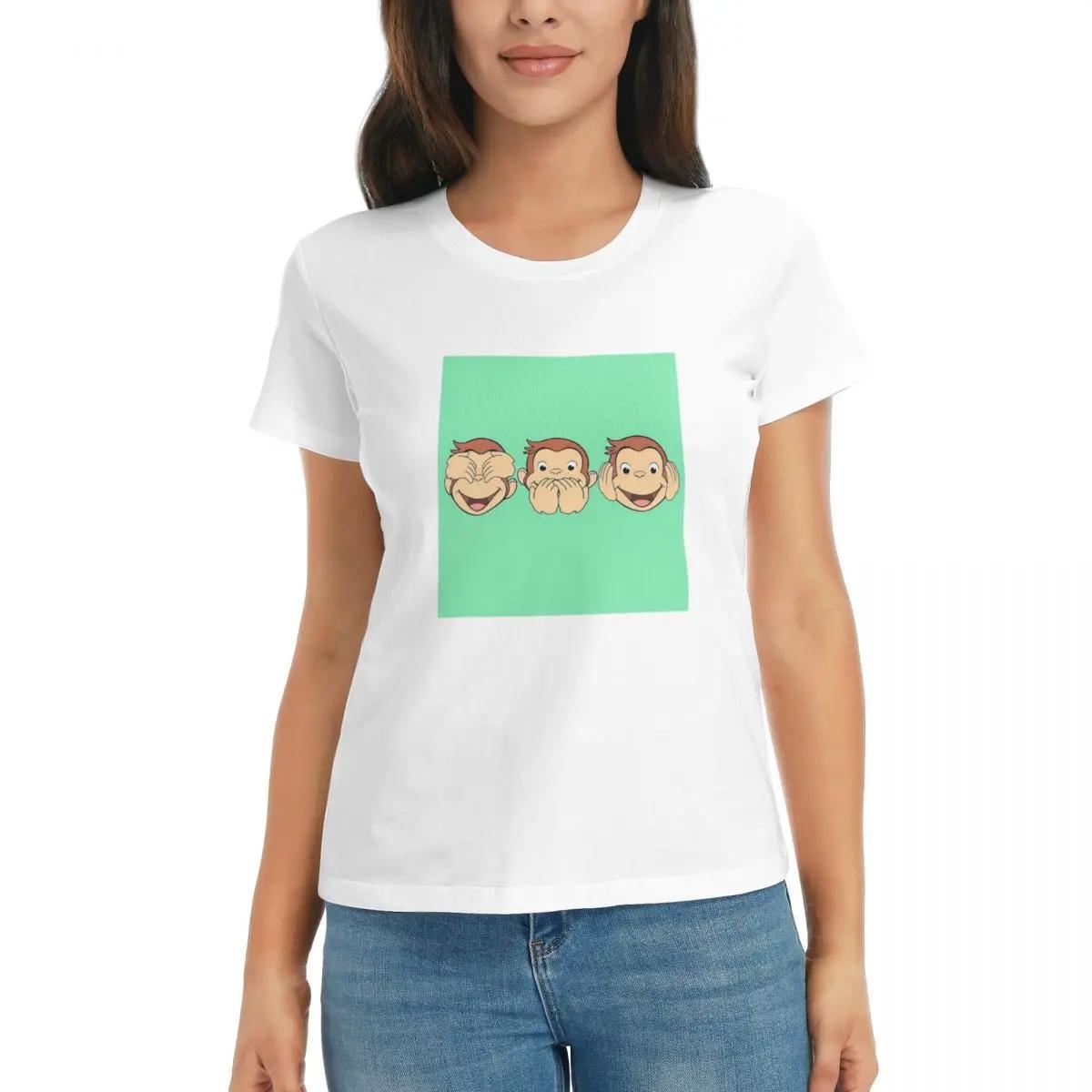 

Women TShirt Curious George Summer Short Sleeve Tees Round Neck Cotton T Shirts Clothes Tops Streetwear S