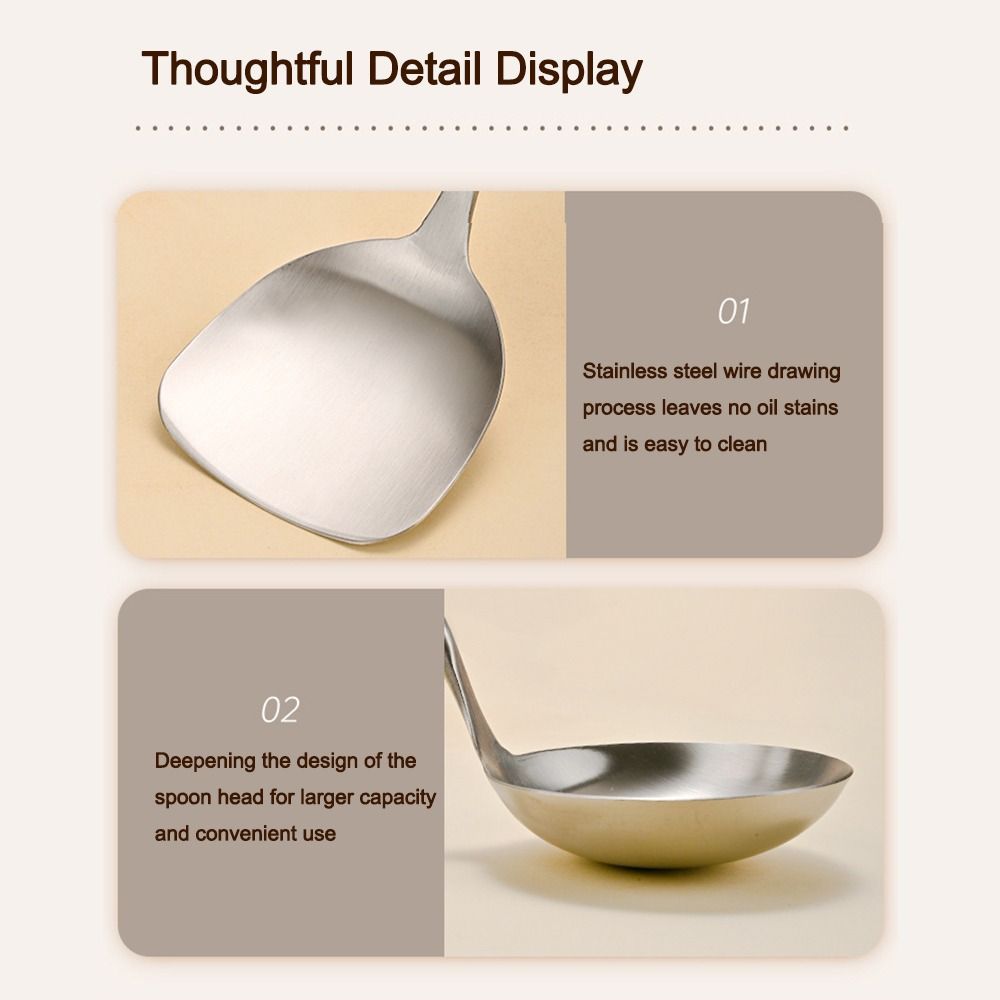 Stainless Steel Spatula Wood Handle Kitchen Stir Fry Spoon New Cooking Spatula Kitchen Tools