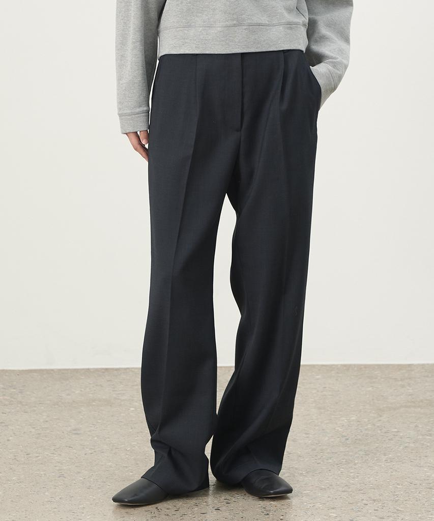 Leopeusaideuhwaiteulabel Summer Wool Pants Dark Navy