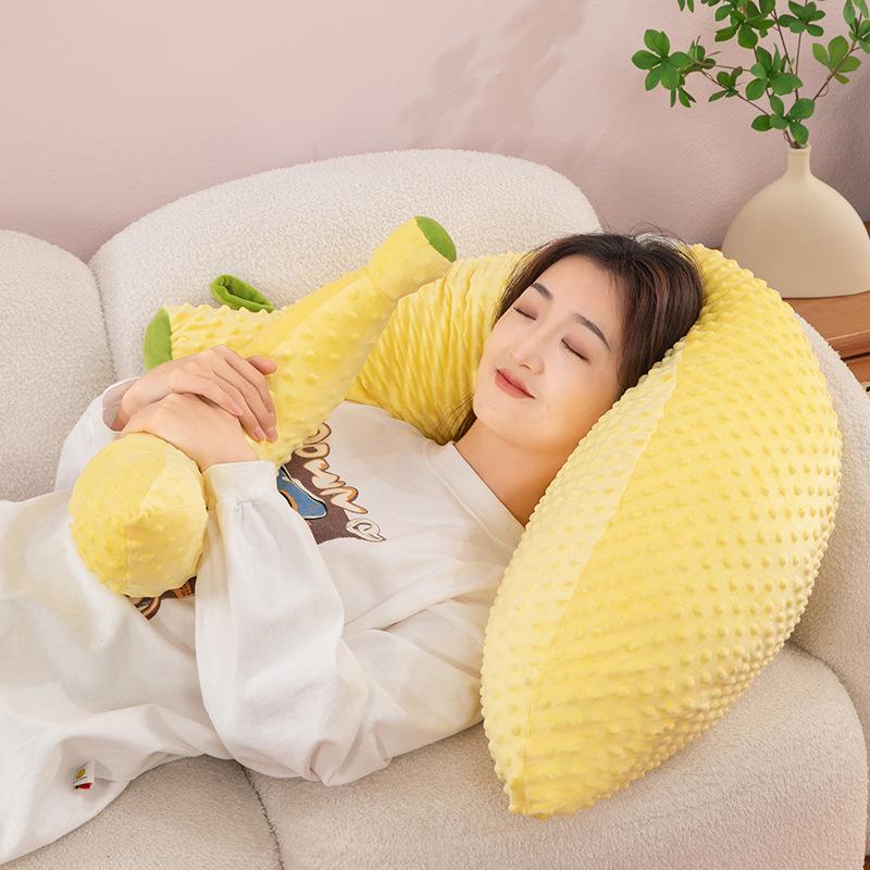 Oreiller en Peluche Banane Ultra Doux - Velours Côté Dormeur & Dossier Jouet en Peluche