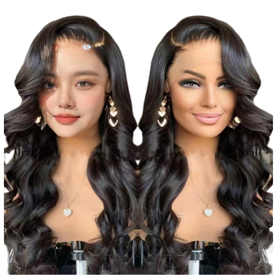 Brown Gold Mixed Color Medium Part Long Hair Curly Fake Head Set Big Wave Gradient Change Wig