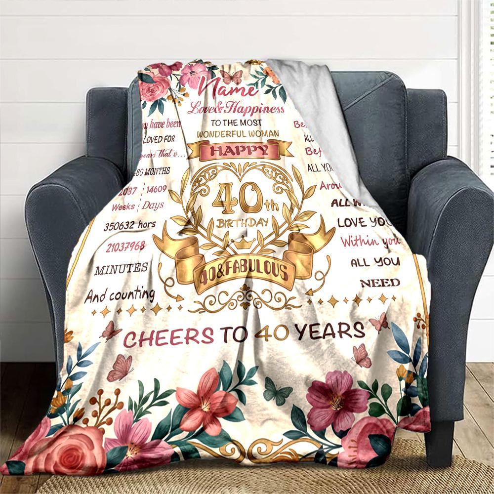 Happy 60Th Birthday Personalized Blanket Customize Your Name Comfortable Versatile For Picnics Outdoor Travel And Camping Sofa Office Four Seasons