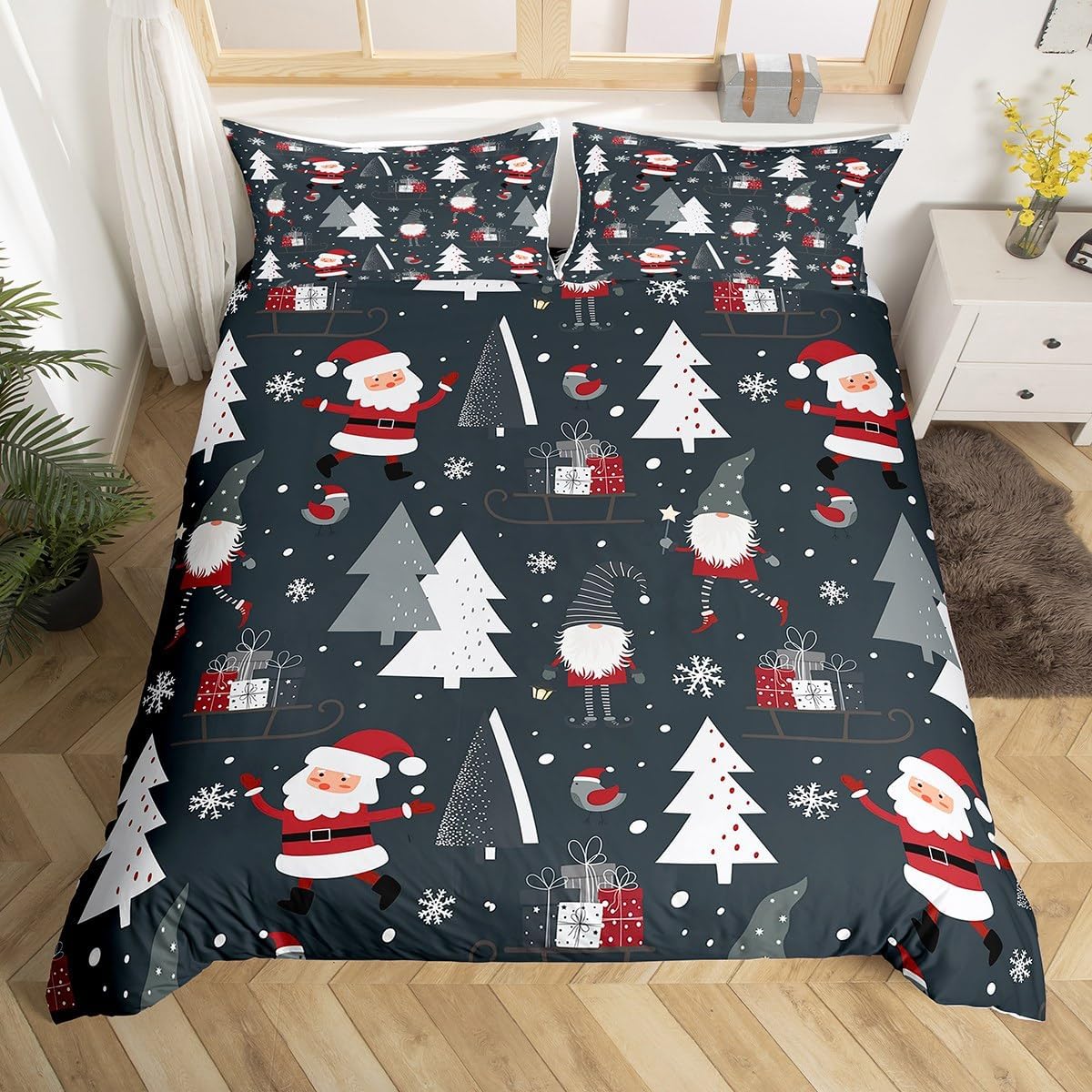 

Comforter Snowman Bedding Set 3 Piece Happy New Year Xmas Queen Winter Themed Comforter Merry Christmas Comforter (quilt)-EU Single(135*200cm)3pcs