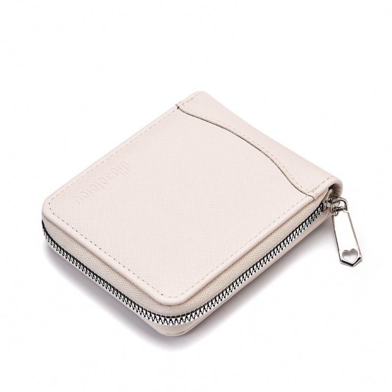 

Men Zipper Wallet Fashion Casual Multi-Card Slot Credit Card Holder Portable Double Fold Solid Color High Quality Short Wallet білий