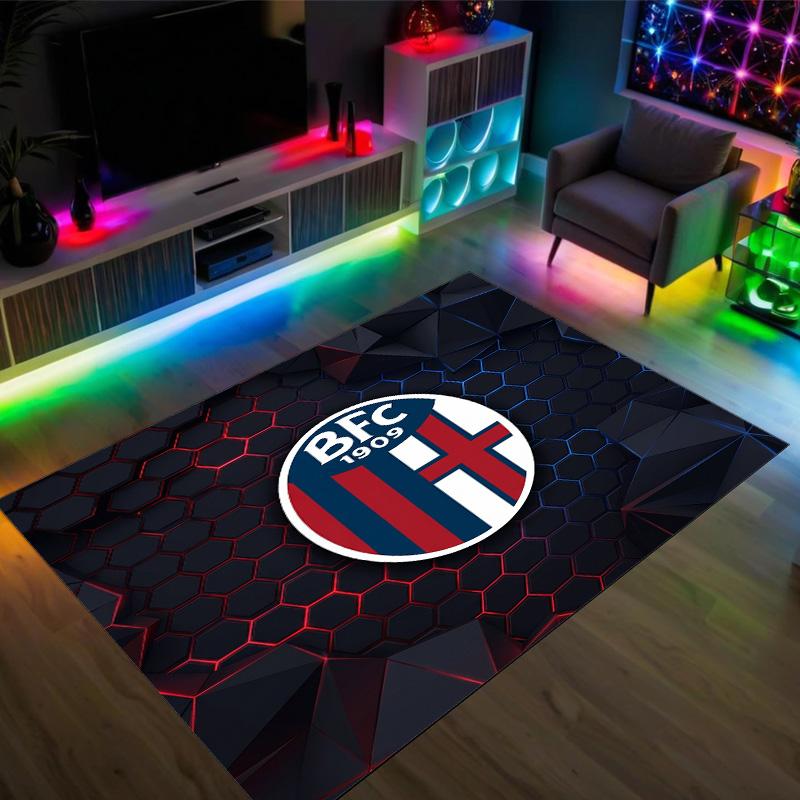 Bologna FC Design Crystal Velvet Carpet Cozy Non?Slip Printed Rug For Bedroom Living Room Entrance