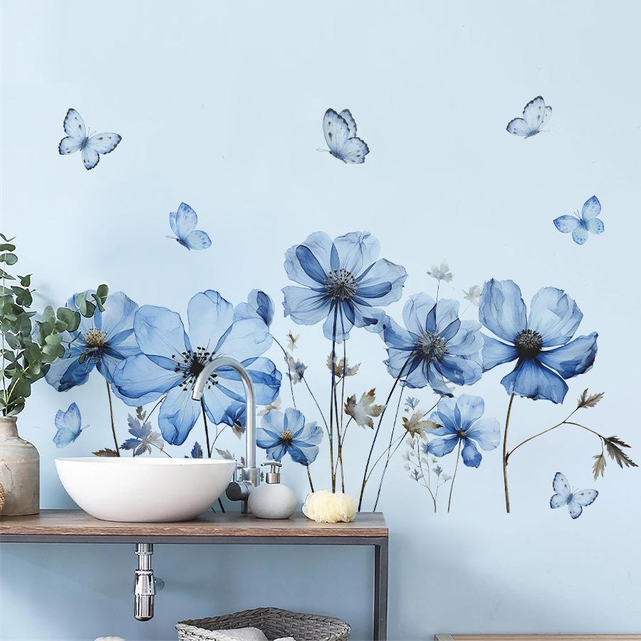 Gör-det-själv Lila Lavendel Väggdekor för vardagsrummet Dekor Självhäftande Blommor Fjäril Väggdekor Väggmålning Heminredning i sovrummet