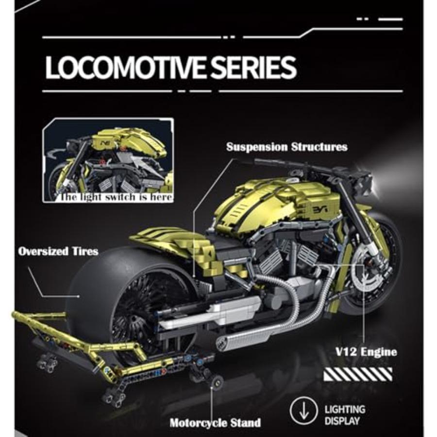 1:5 Scale Motorbike Building Blocks Model with Over 2400 Pieces Advanced LightUp Feature Realistic Design for and Adults Compat