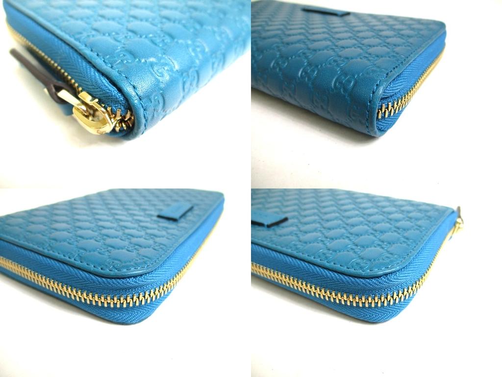 Authentic GUCCI Micro Guccissima Turquoise Leather Round Zip Long Wallet #a349  Refurbished