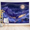 Starry Night Whale Wall Tapestry Deep Blue Constellation Mural for Bedroom Living Room Wedding Party Decor Boho Home Decor